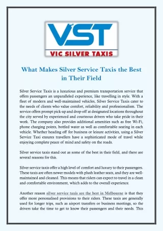 What Makes Silver Service Taxis the Best in Their Field