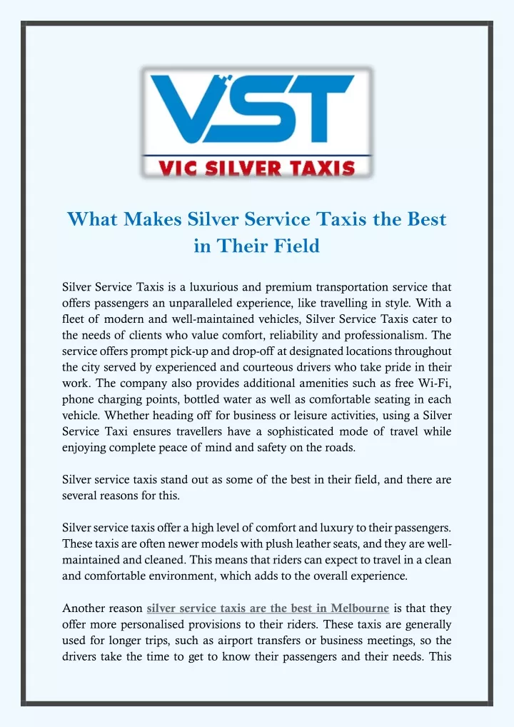 what makes silver service taxis the best in their