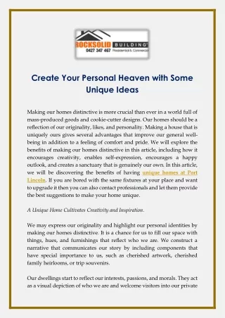 Create Your Personal Heaven with Some Unique Ideas