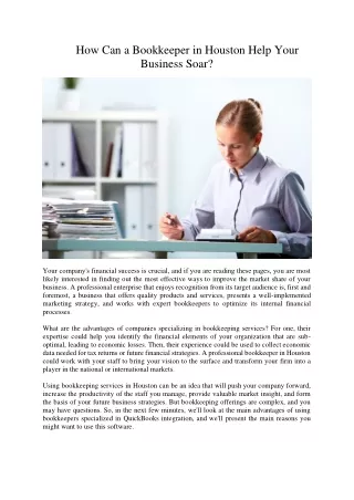 how can a bookkeeper in houston help your