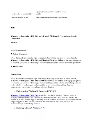 Windows 10 Enterprise LTSC 2019 vs. Microsoft Windows 10 Pro A Comprehensive Comparison