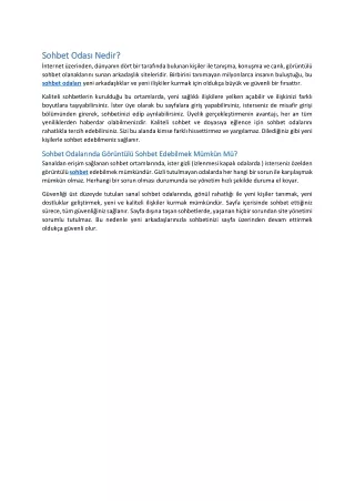 sohbet odas nedir sohbet odas nedir nternet