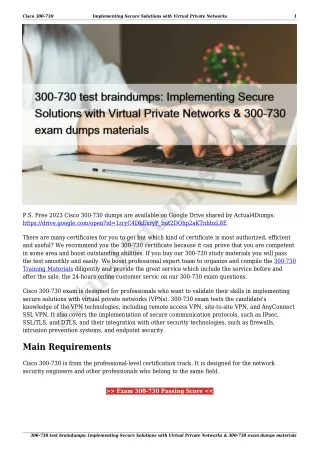 300-730 test braindumps: Implementing Secure Solutions with Virtual Private Networks & 300-730 exam dumps materials