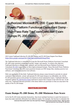 Authorized Microsoft PL-200: Exam Microsoft Power Platform Functional Consultant Dump - High Pass-Rate TopExamCollection
