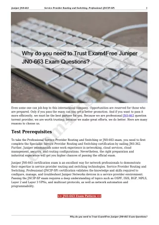 Why do you need to Trust Exam4Free Juniper JN0-663 Exam Questions?