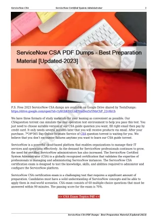ServiceNow CSA PDF Dumps - Best Preparation Material [Updated-2023]