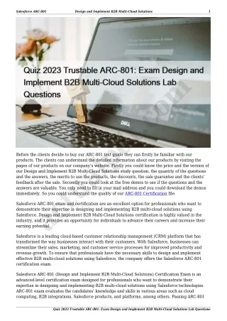 Quiz 2023 Trustable ARC-801: Exam Design and Implement B2B Multi-Cloud Solutions Lab Questions