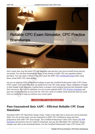 Reliable CPC Exam Simulator, CPC Practice Braindumps
