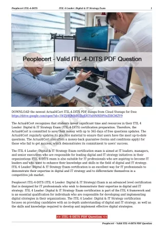 Peoplecert - Valid ITIL-4-DITS PDF Question