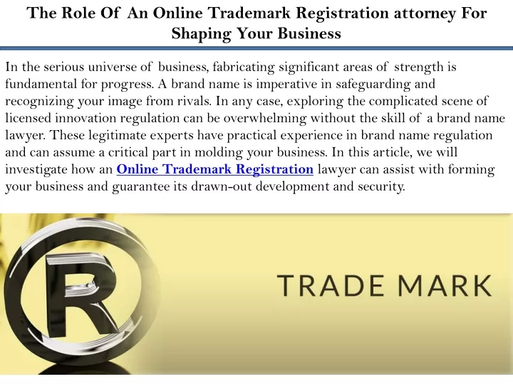 the role of an online trademark registration