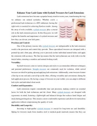Eyelash tweezers for lash extension