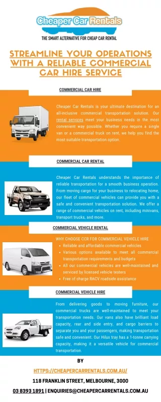 STREAMLINE YOUR OPERATIONS WITH A RELIABLE COMMERCIAL CAR HIRE SERVICE