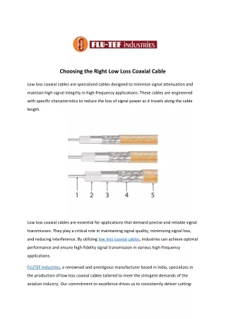 Choosing the Right Low Loss Coaxial Cable