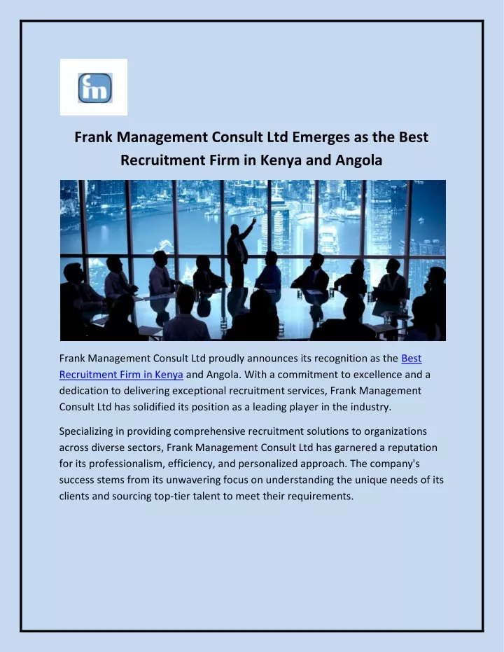 frank management consult ltd emerges as the best
