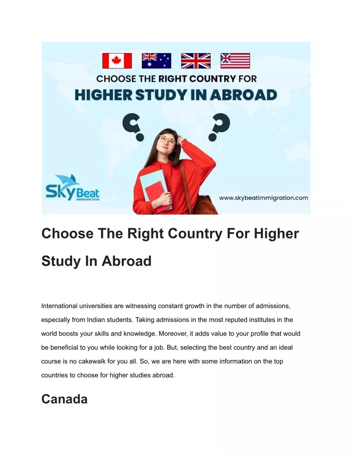 choose the right country for higher