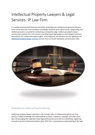 Intellectual Property Lawyers & Legal Services - IP Law Firm