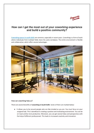 How can I get the most out of your coworking experience and build a positive com