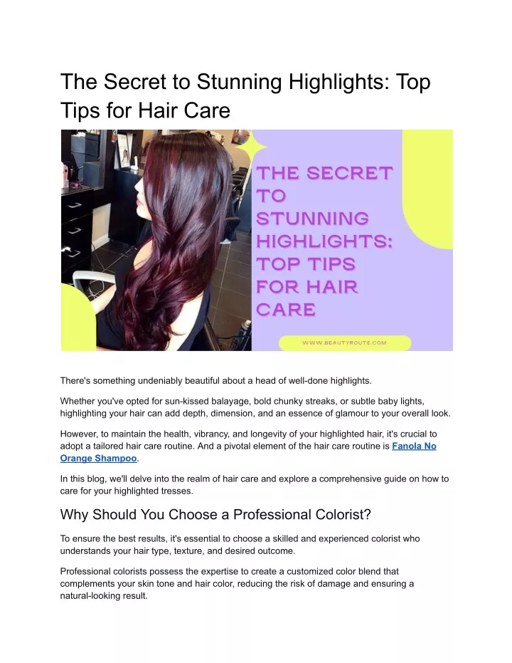 the secret to stunning highlights top tips