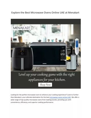 Explore the Best Microwave Ovens Online UAE at Menakart