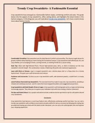 Trendy Crop Sweatshirts- A Fashionable Essential!