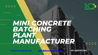 Mini concrete Batching Plant Manufacturer | KI Conequip Pvt. Ltd.