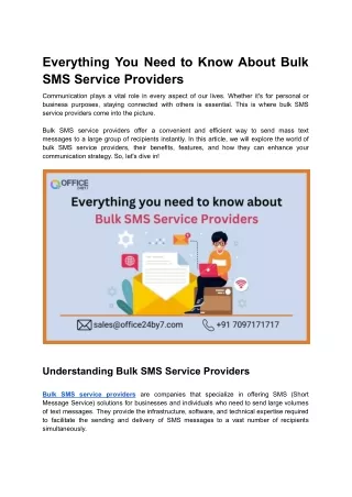 Everything You Need to Know About Bulk SMS Service Providers
