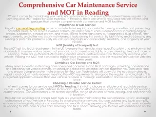 Comprehensive Car Maintenance Service and MOT in Reading