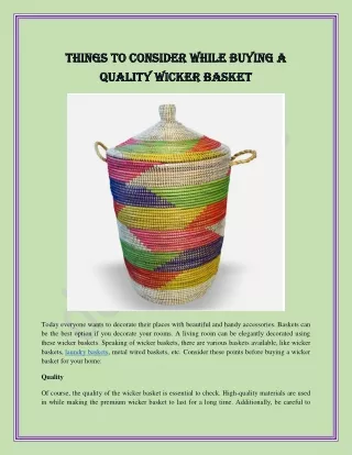 Things to Consider While Buying a Quality Wicker Basket