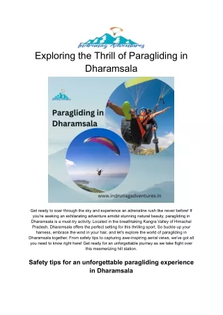 Exploring the Thrill of Paragliding in Dharamsala