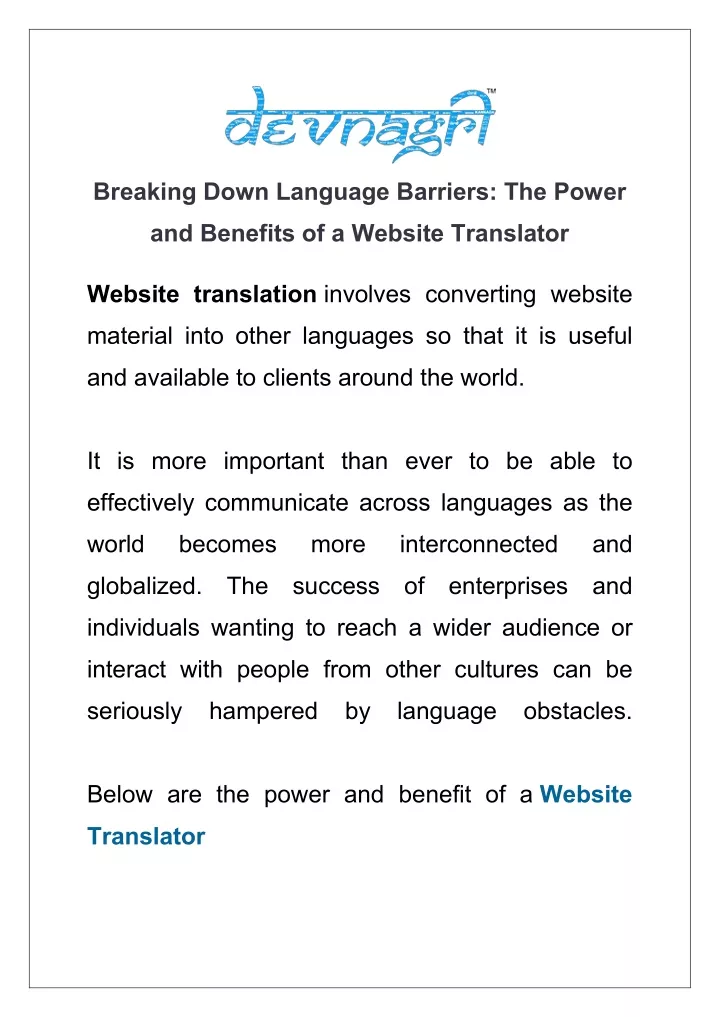 breaking down language barriers the power