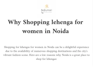 Why Shopping lehenga for women in Noida