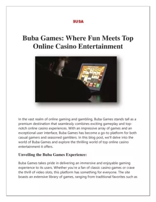 Buba Games-Where Fun Meets Top Online Casino Entertainment