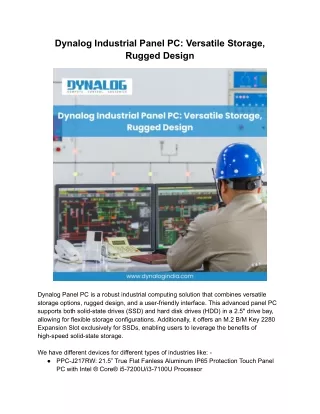 dynalog industrial panel pc versatile storage