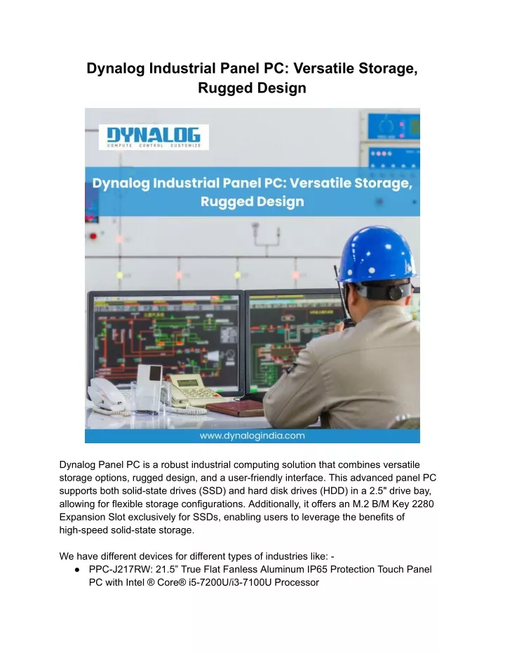 dynalog industrial panel pc versatile storage