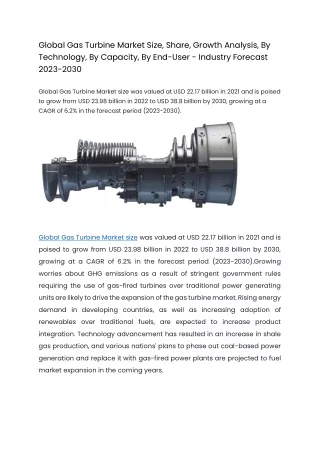 global gas turbine market size share growth
