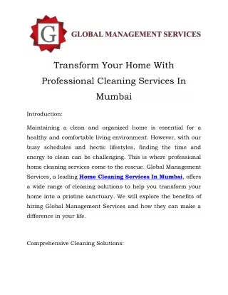 Home Cleaning Services In Mumbai Call-9699091999
