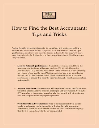 How to Find the Best Accountant: Tips and Tricks
