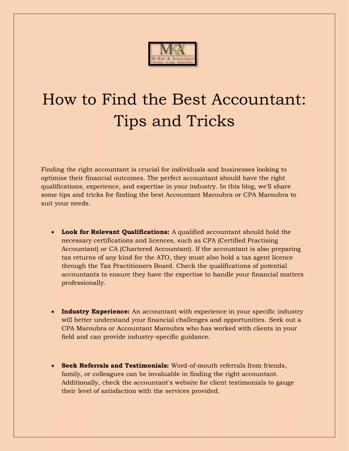 how to find the best accountant tips and tricks