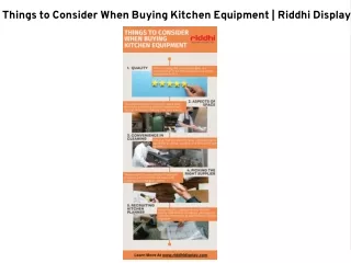 Things to Consider When Buying Kitchen Equipment | Riddhi Display