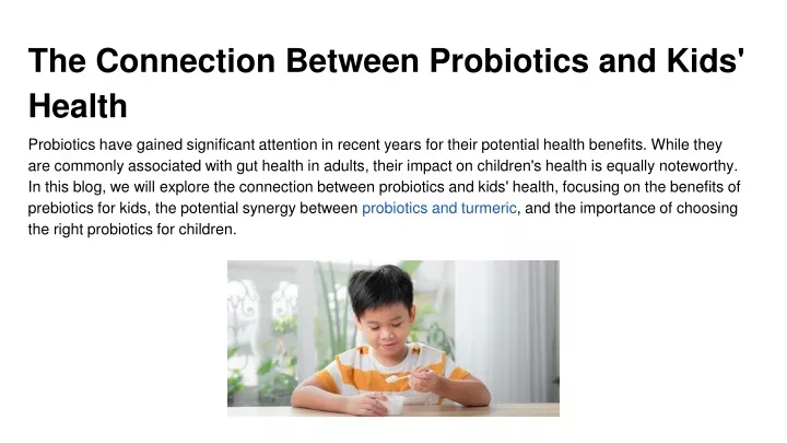 the connection between probiotics and kids health