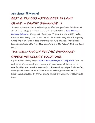 BEST & FAMOUS ASTROLOGER IN LONG ISLAND pdf