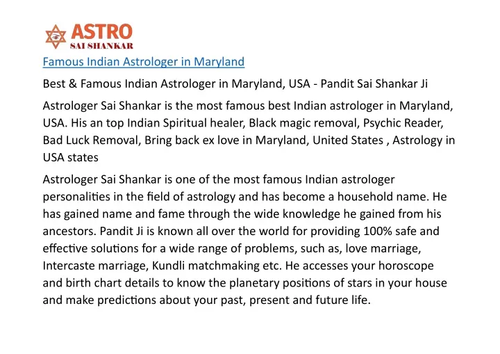 famous indian astrologer in maryland