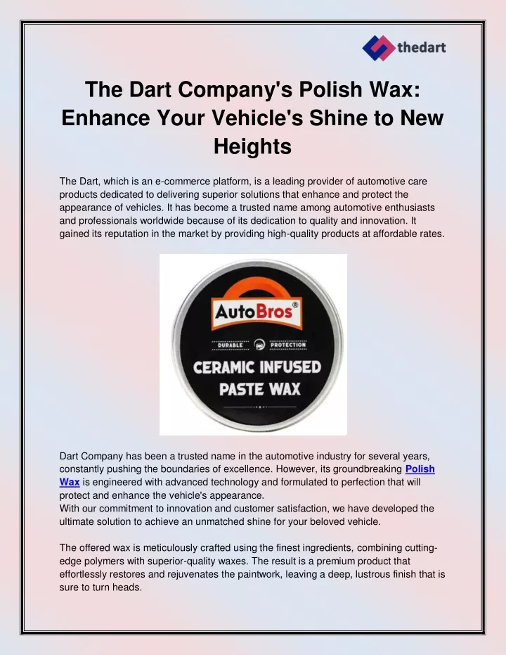 the dart company s polish wax enhance your