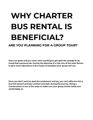 WHY CHARTER BUS RENTAL IS BENEFICIAL