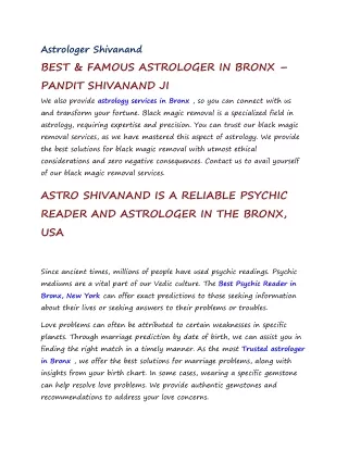 BEST & FAMOUS ASTROLOGER IN BRONX pdf