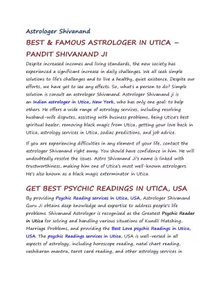BEST & FAMOUS ASTROLOGER IN UTICA pdf