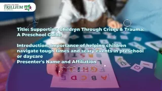 How Preschool Helps Kids Cope with Crises & Trauma | Markham