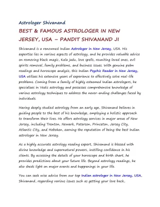 BEST & FAMOUS ASTROLOGER IN NEW JERSEY, USA pdf