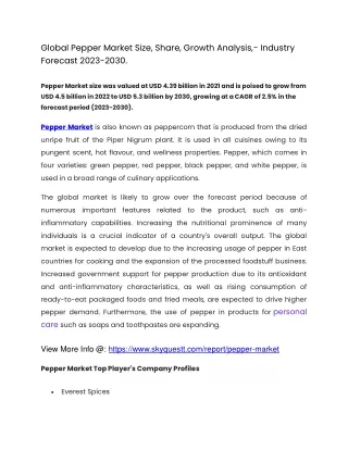 global pepper market size share growth analysis