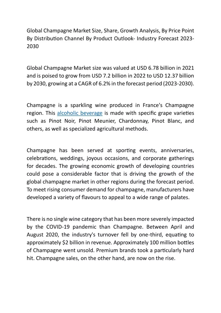 global champagne market size share growth
